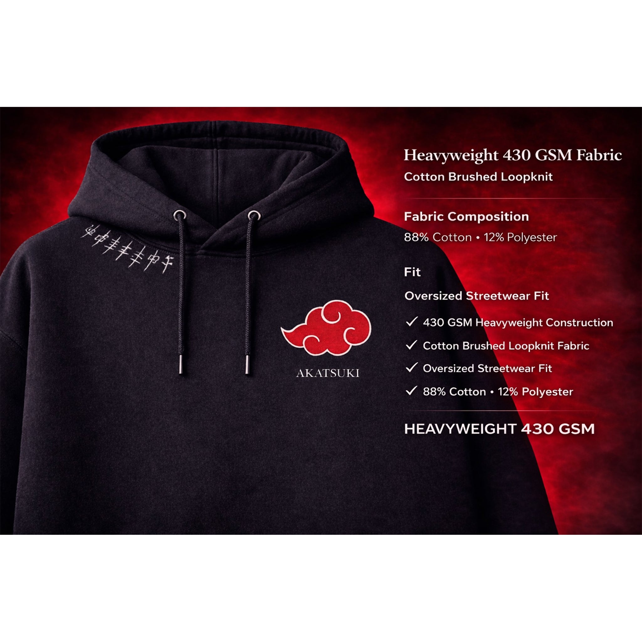 Itachi Oversized Anime Hoodie – Black