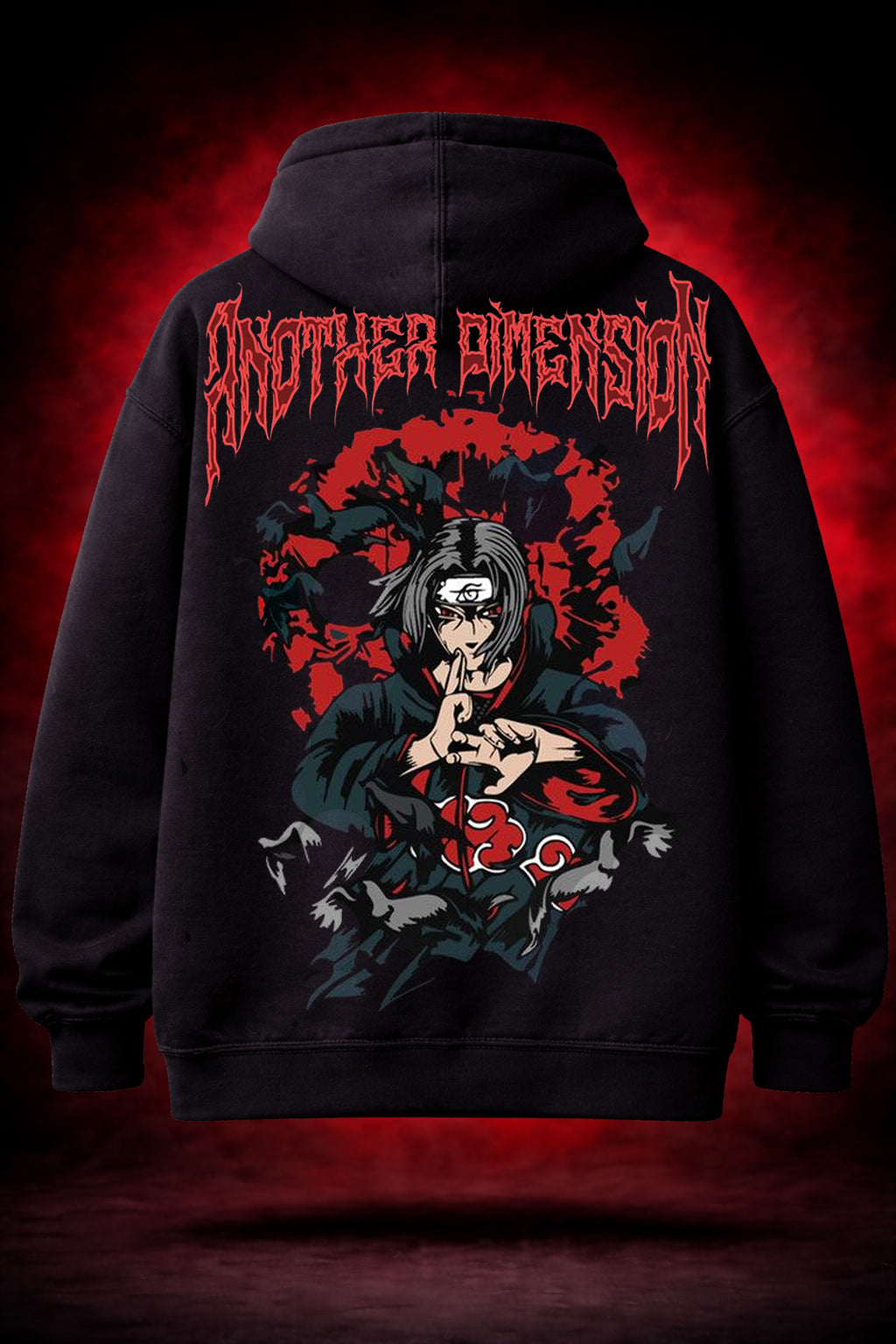 Itachi Oversized Anime Hoodie – Black